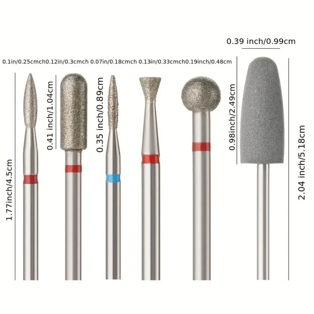 6-Piece Diamond Nail Drill Bits | Electric Manicure Set Nail Drill Bits QXL