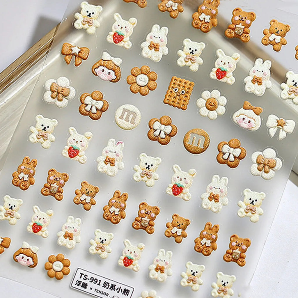 5D Kawaii Mushroom Nail Art Stickers – Embossed Self-Adhesive Nail Art Stickers QXL 1pcs TS-991