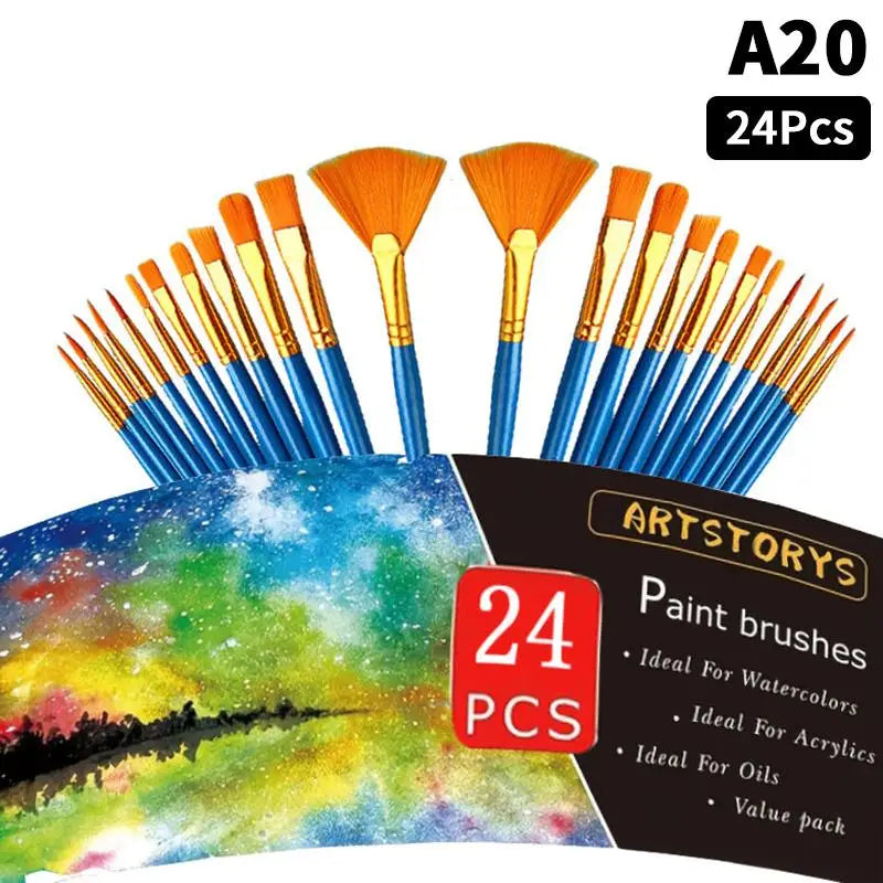 Professional Nylon Paint Brush Set – Art Kit for All Media Art Paint Brush Set QXL A20