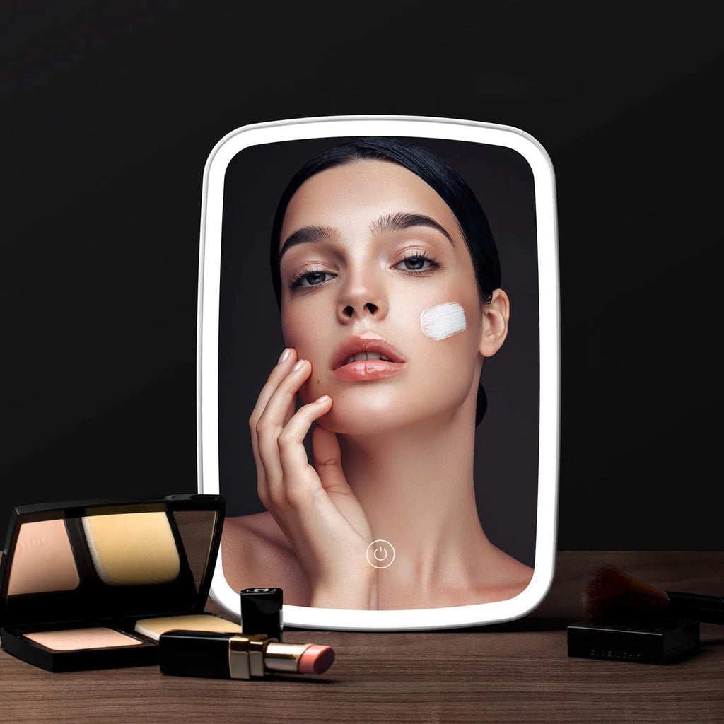 Cosmomiro LED Folding Makeup Mirror | Touch Screen Tabletop LED Vanity Mirror QXL