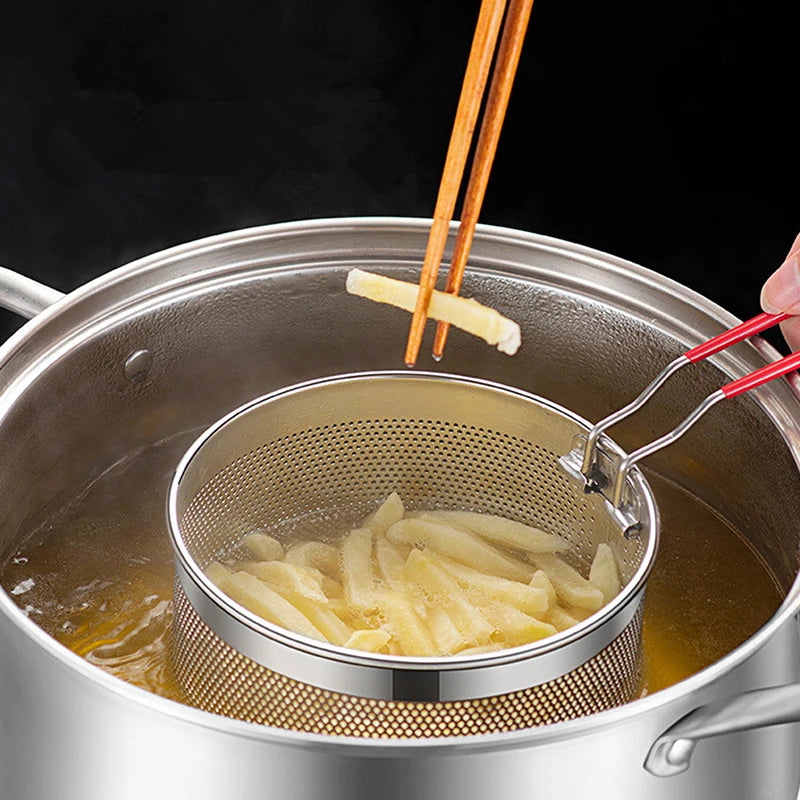 Stainless Steel Fry Basket & Mesh Strainer Spoon | 5 Sizes Mesh Fry Basket QXL