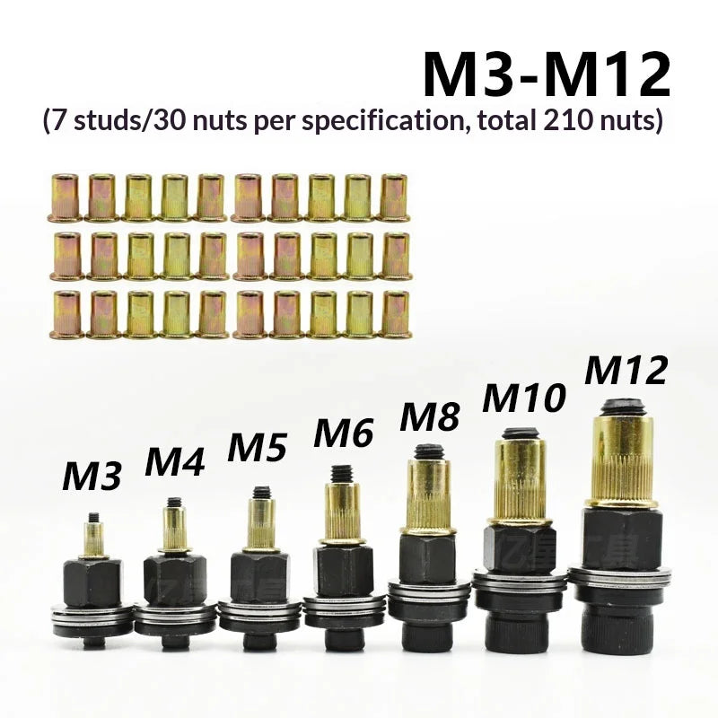 M3–M12 Rivet Nut Tool Kit | Carbon Steel Manual & Drill Set Rivet Nut Tool Kit QXL RED