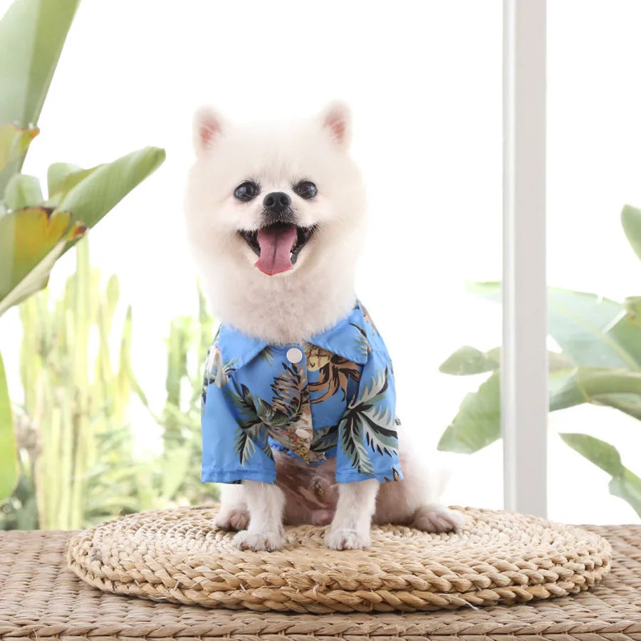Hawaiian Print Dog & Cat T-Shirt | Summer Vest 4 Colors 6 Sizes Pet Summer Shirt QXL