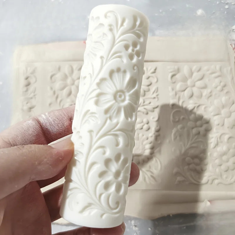 Victorian Daisy Vine Clay Roller | Floral Texture Craft Tool Clay Texture Roller QXL