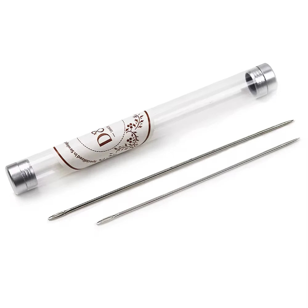 2-Pack Large-Eye Bodkin Needles & Storage Case | Stainless Bodkin Sewing Needle QXL Needle tubing