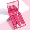 5-Pc Travel Makeup Brush Set with Case & Mirror Travel Makeup Brush Set QXL Rose Red