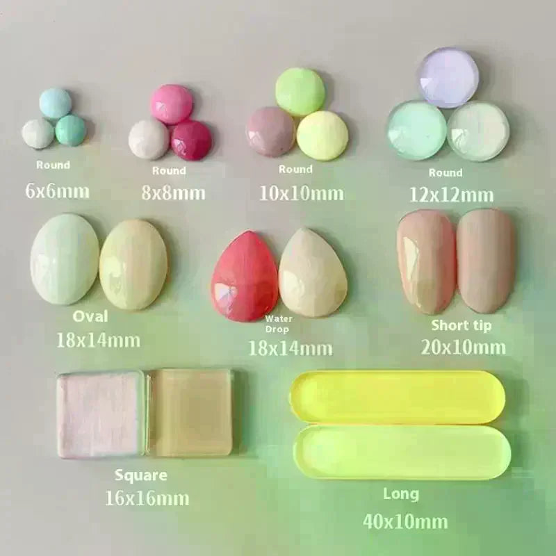 50-Pc Glass Nail Polish Color Display Cards | 3D Bean Plates Nail Color Display QXL