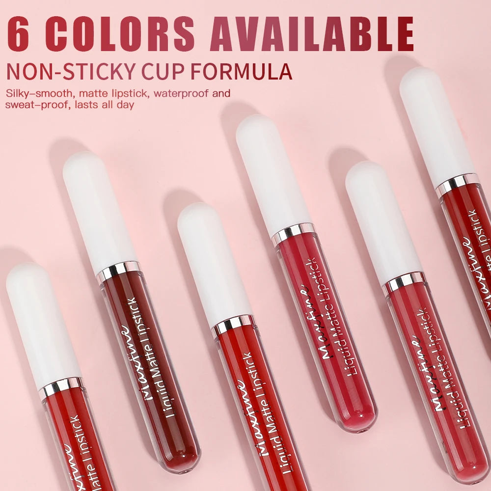 MAXFINE Matte Liquid Lipstick | Waterproof Long-Lasting Lip Gloss Matte Liquid Lipstick QXL