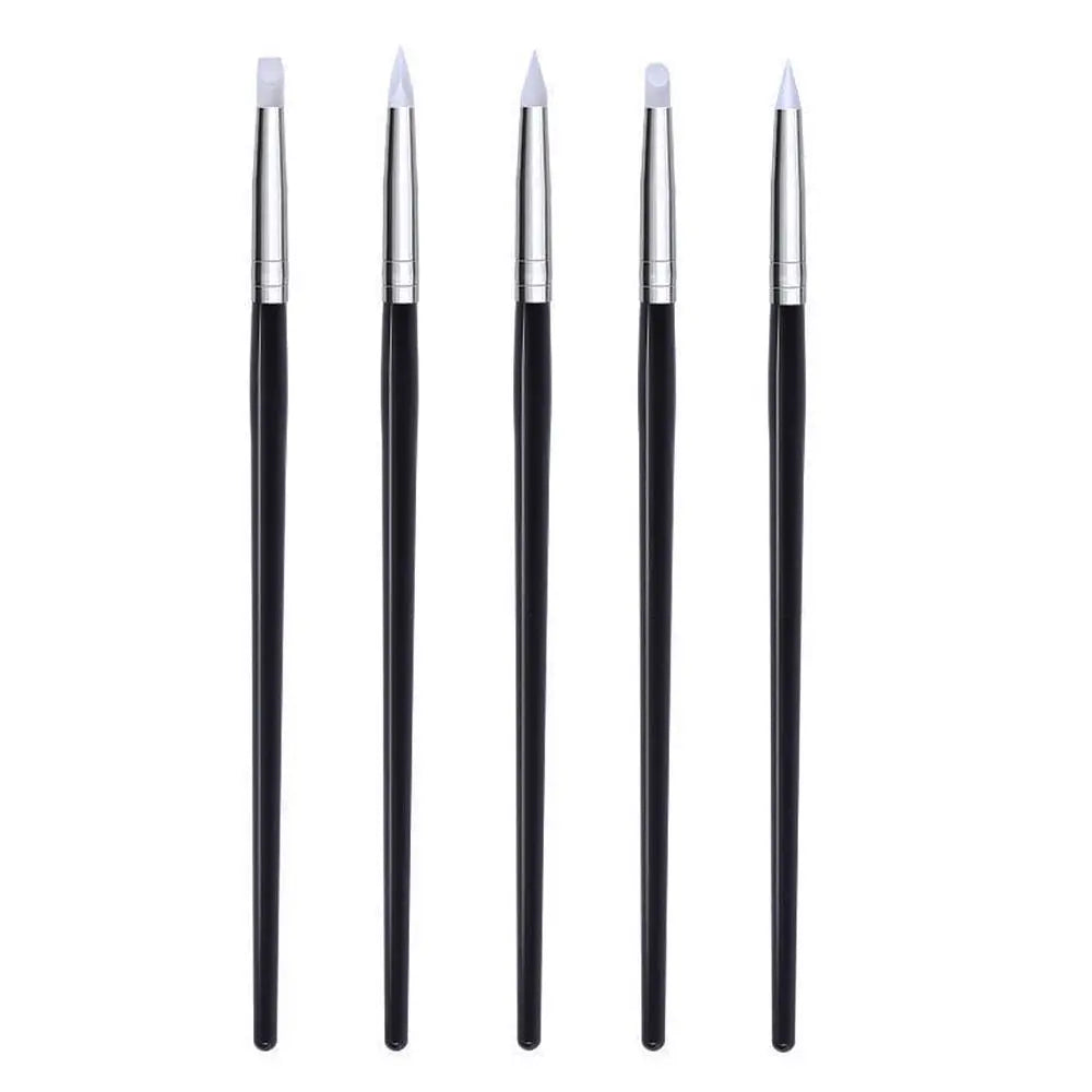 5-Piece Silicone Nail Art Brush & Dotting Tool Set Nail Art Brush Set QXL