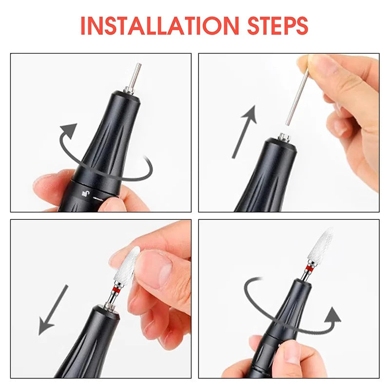 8-Pack 3/32" Ceramic Nail Drill Bits | Cuticle Removal Set Ceramic Nail Drill Bits QXL