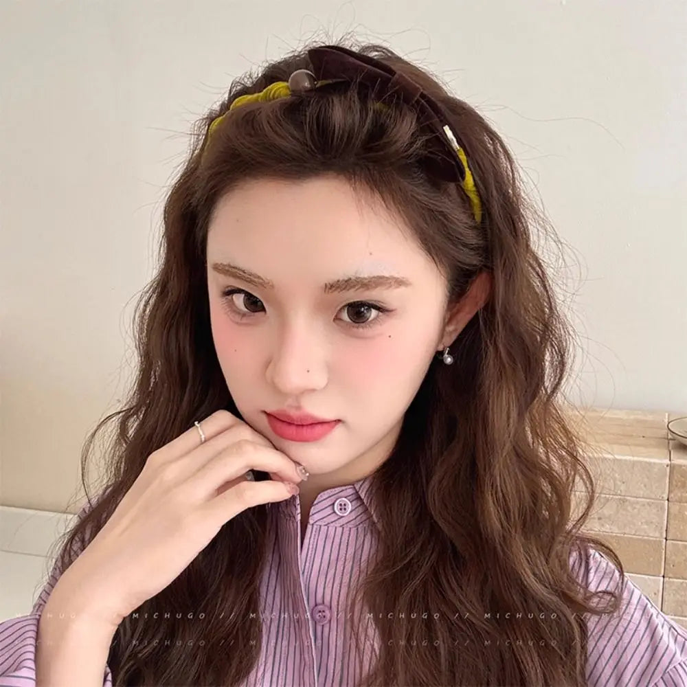 Flocking Bow Headband | Non-Slip U-Shaped Tooth Comb Bow Hair Headband QXL