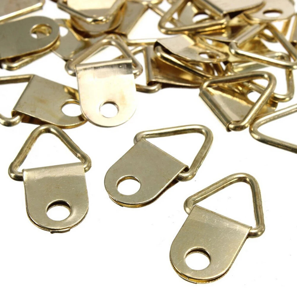 20-Pack Brass D-Ring Picture Frame Wall Mount Hooks & Hangers Picture Frame Hooks QXL