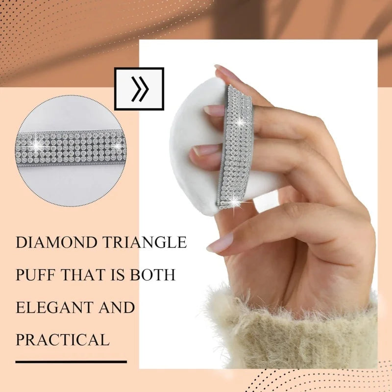 3-Pack Diamond Triangle Velvet Powder Puffs | Makeup Sponge Set Makeup Powder Puff QXL