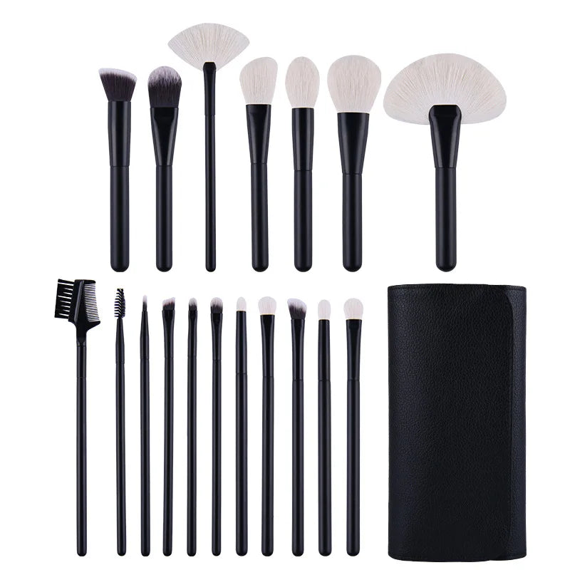 18-Pc Natural Hair Makeup Brush Set | Goat Hair & Eco Kit Makeup Brush Set QXL