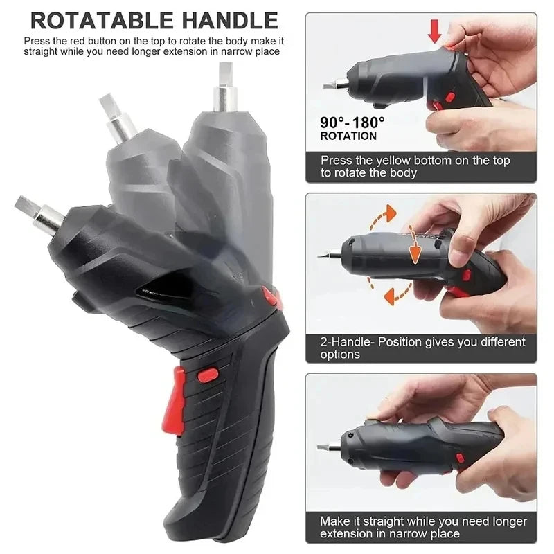 47-Pc Cordless Electric Drill & Screwdriver Kit 3.6V USB Cordless Drill Kit QXL
