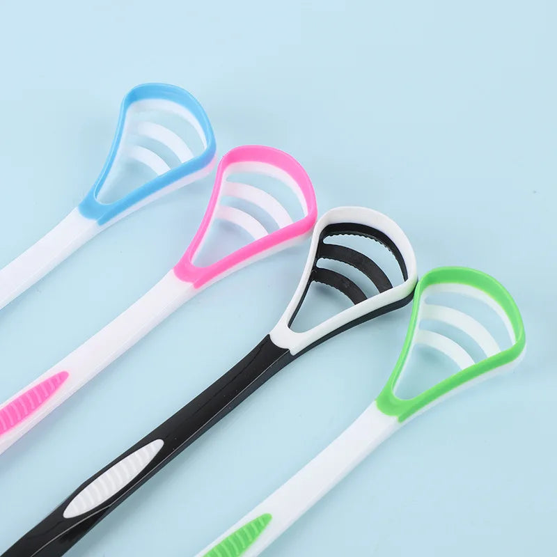 2-Pack Reusable Tongue Scrapers | Adult Oral Cleaning Brush Tongue Scraper Set QXL