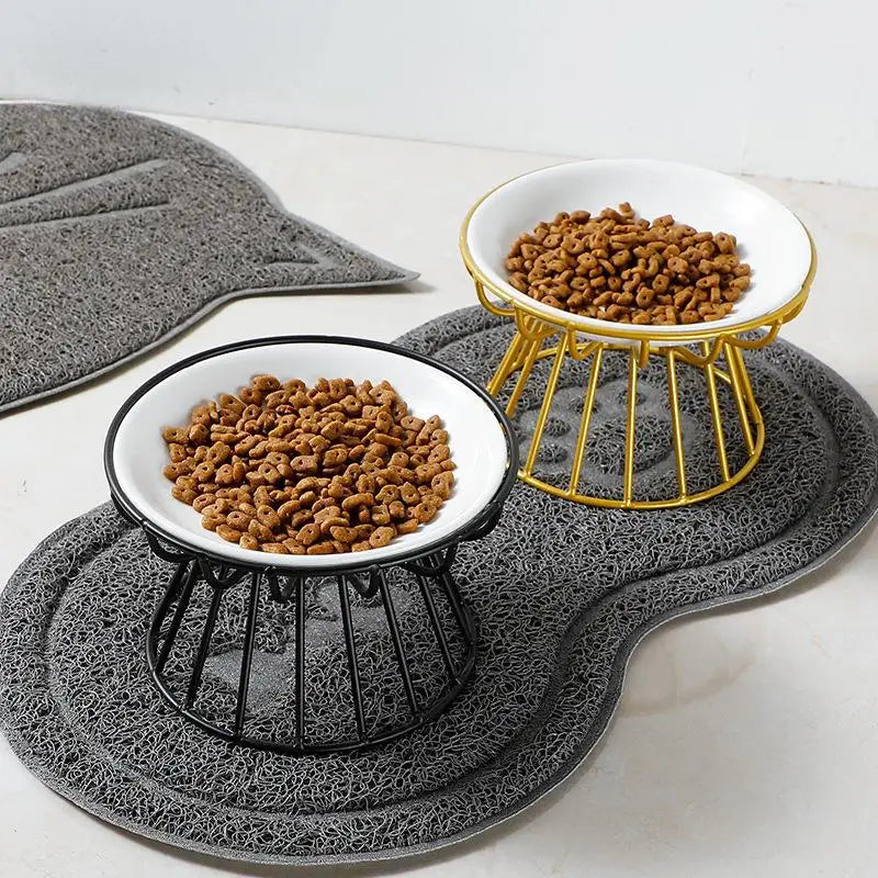 Ceramic Elevated Pet Bowl with Metal Stand | Cats & Dogs Elevated Pet Bowl QXL