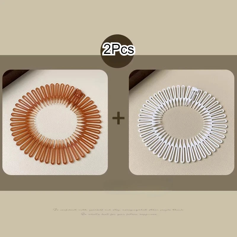 Flexible Full Circle Stretch Diamond Hair Comb | 1–3 Pack Stretch Hair Comb QXL Black White 2Pcs