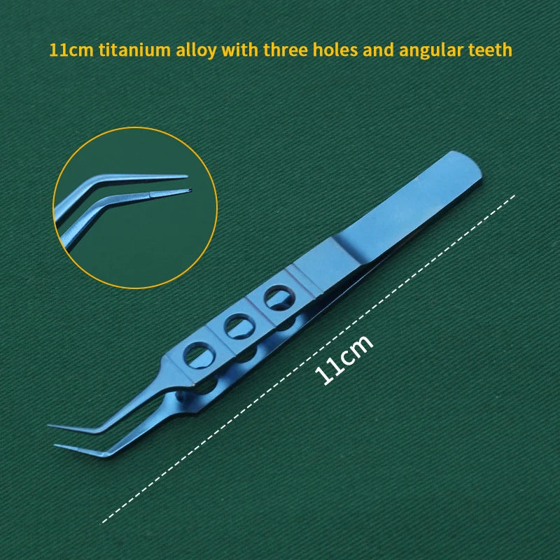 Toothed Microsurgical Forceps | Titanium & Stainless Steel Microsurgical Forceps QXL 6 Blue