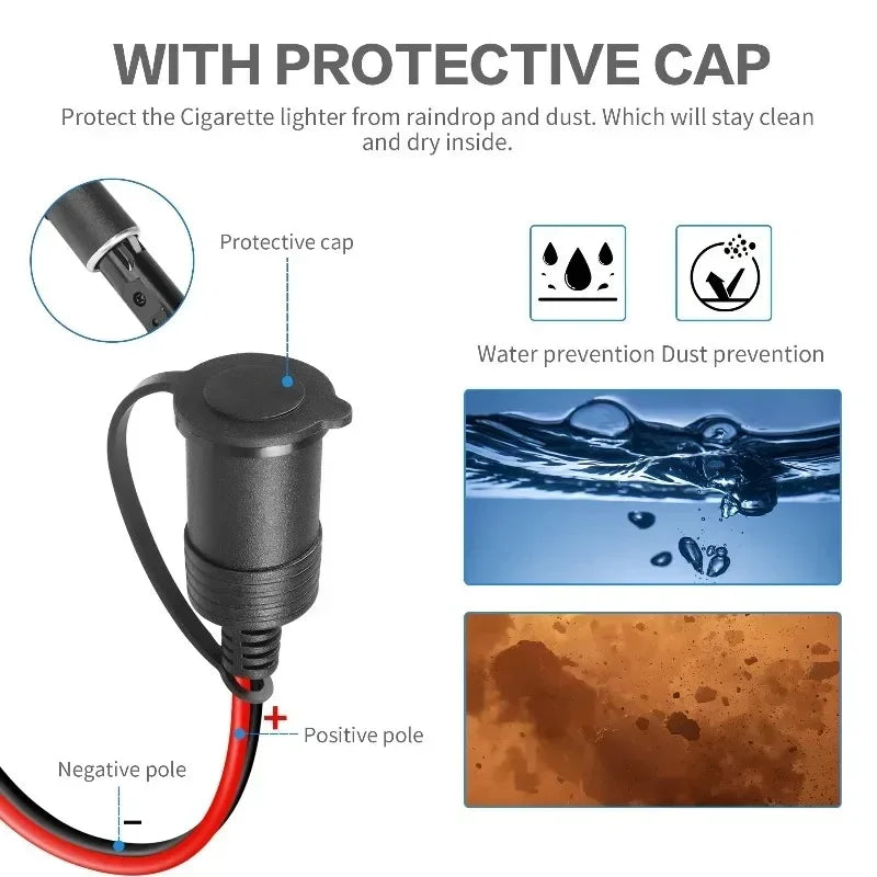 12V Cigarette Lighter Socket Adapter with Alligator Clips Car Battery Adapter QXL