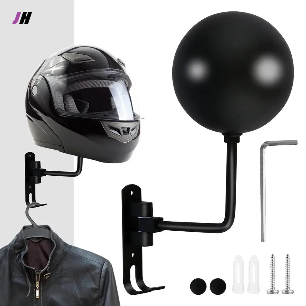 180° Rotating Wall-Mount Helmet Holder | Aluminum & Steel Wall Helmet Rack QXL
