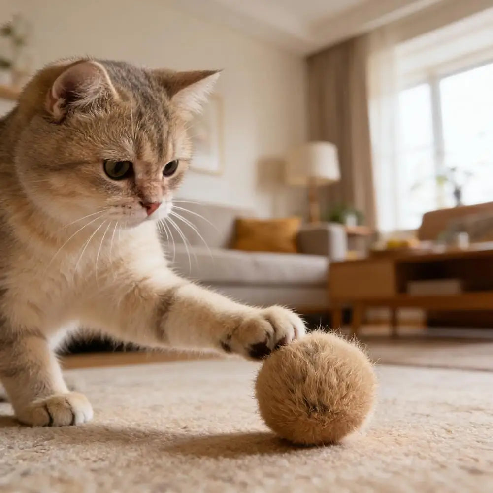 6-Pack Faux Fur Cat Toy Balls with Catnip & Silver Vine Cat Toy Balls QXL
