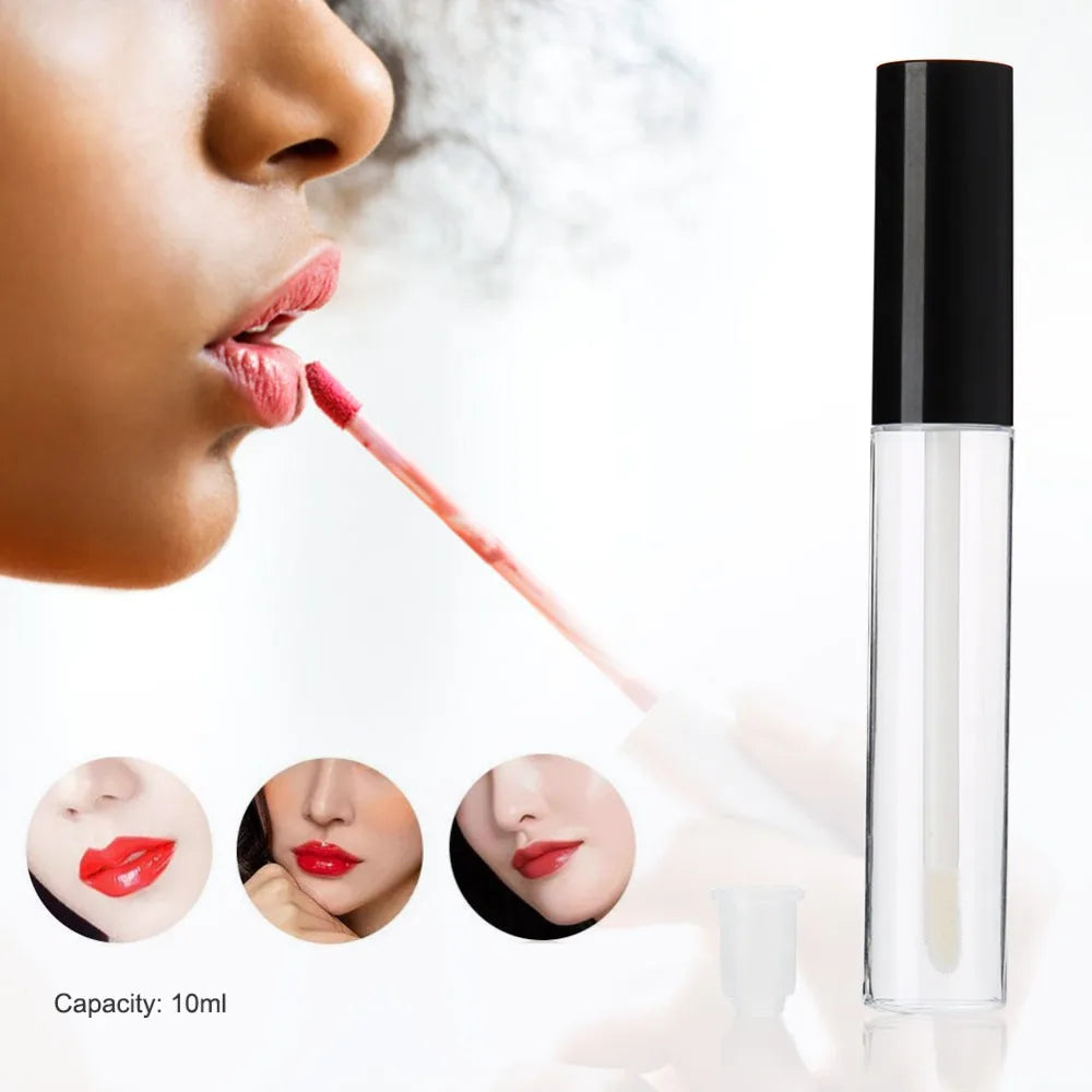 25-Pack 10ml Empty Lip Gloss Tubes with Brush – Black & Clear Lip Gloss Tubes QXL