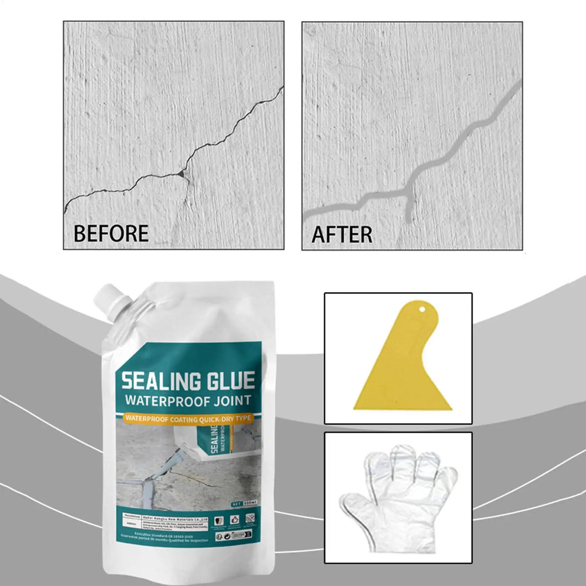 500ml Concrete Crack Filler Sealant | Waterproof Quick-Dry Concrete Crack Sealant QXL