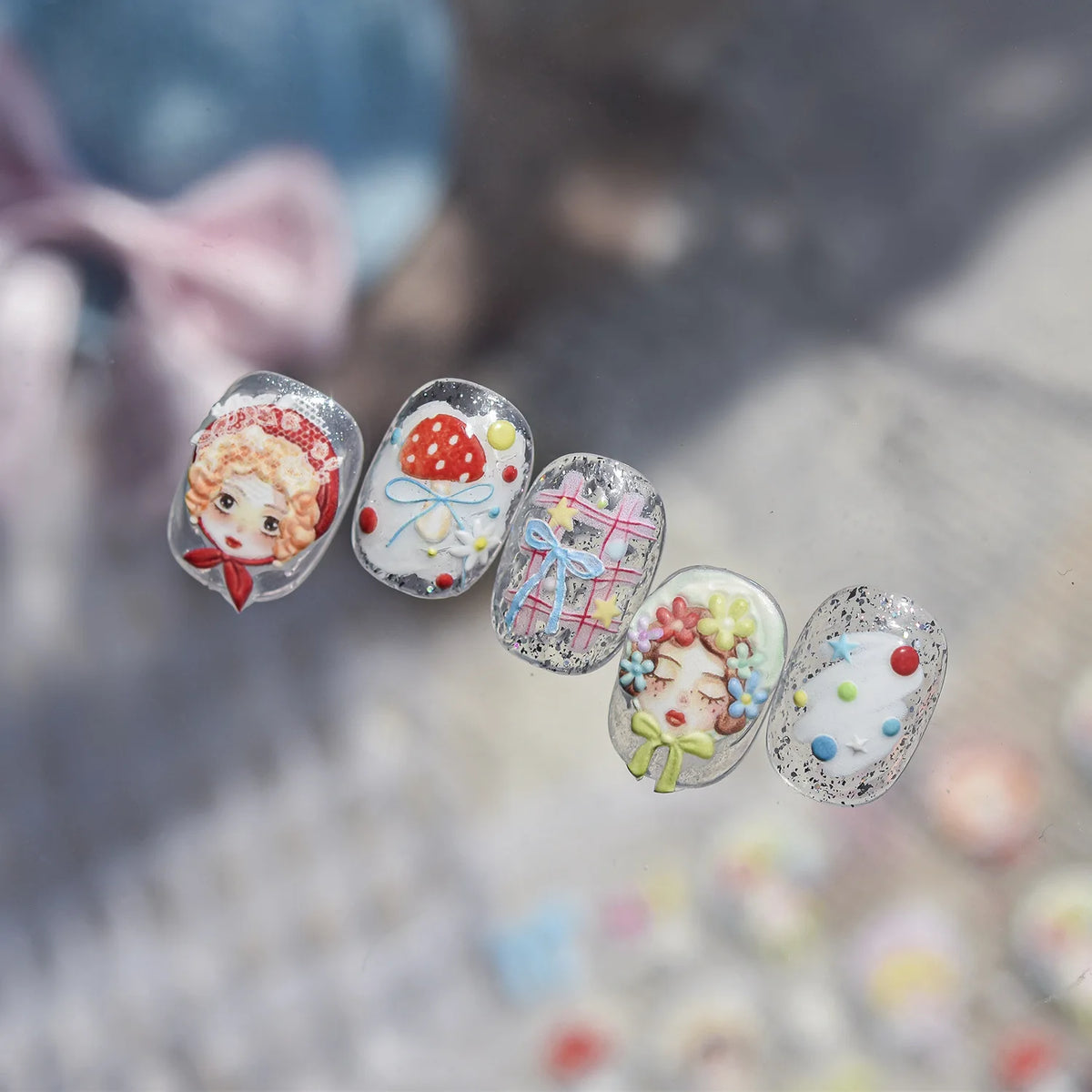 5D Retro Lolita Nail Stickers – Fairy Tale Nail Art Decals Nail Art Stickers QXL