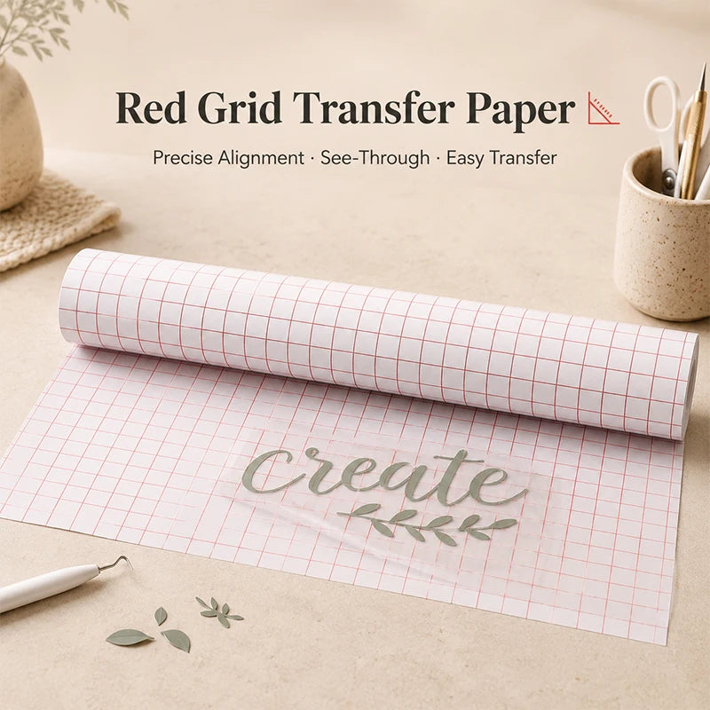 Red Grid Transfer Paper for Vinyl Decals, Stickers & DIY Art Craft Transfer Paper QXL