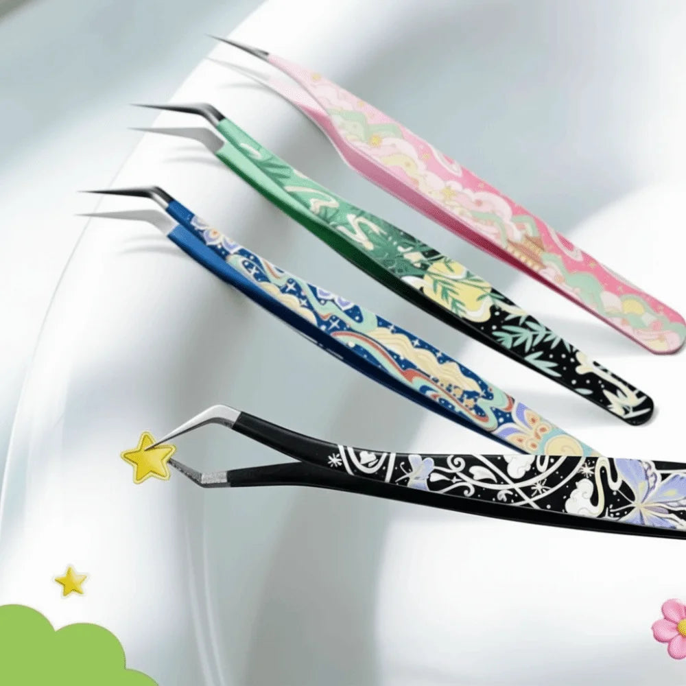 Anti-Static Curved Lash Tweezers | Stainless Steel Extensions Eyelash Tweezers QXL