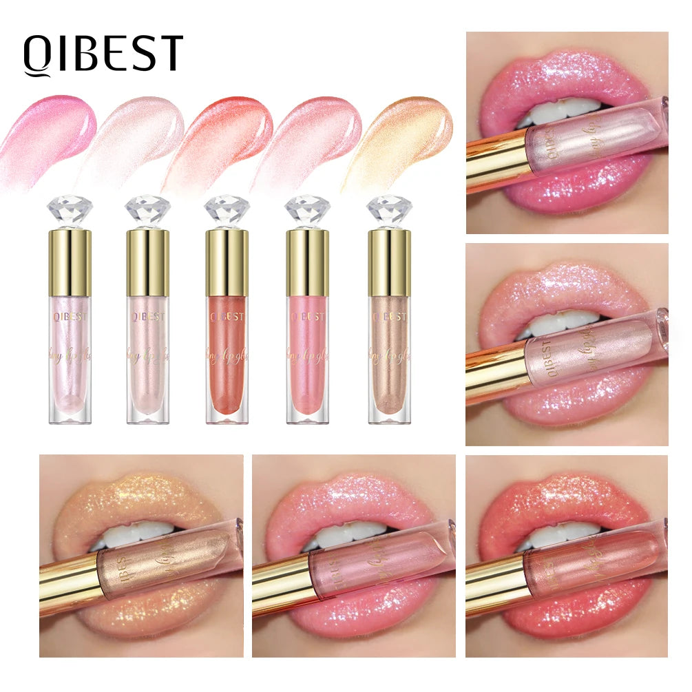 QiBest Glitter Lip Gloss | Diamond Metallic Liquid Lipstick Glitter Lip Gloss QXL
