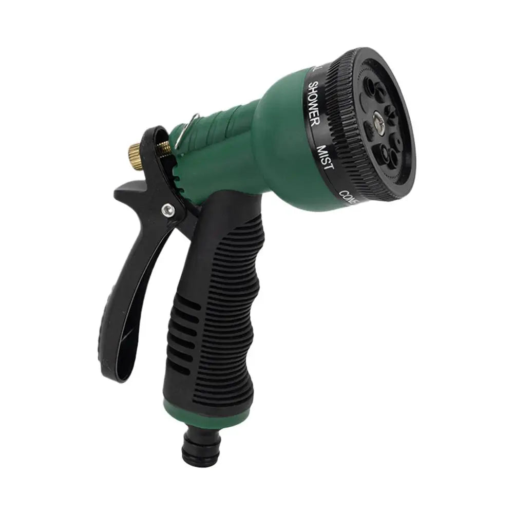 8-Function Garden Hose Spray Nozzle | High-Pressure Water Gun Garden Hose Nozzle QXL Dark green
