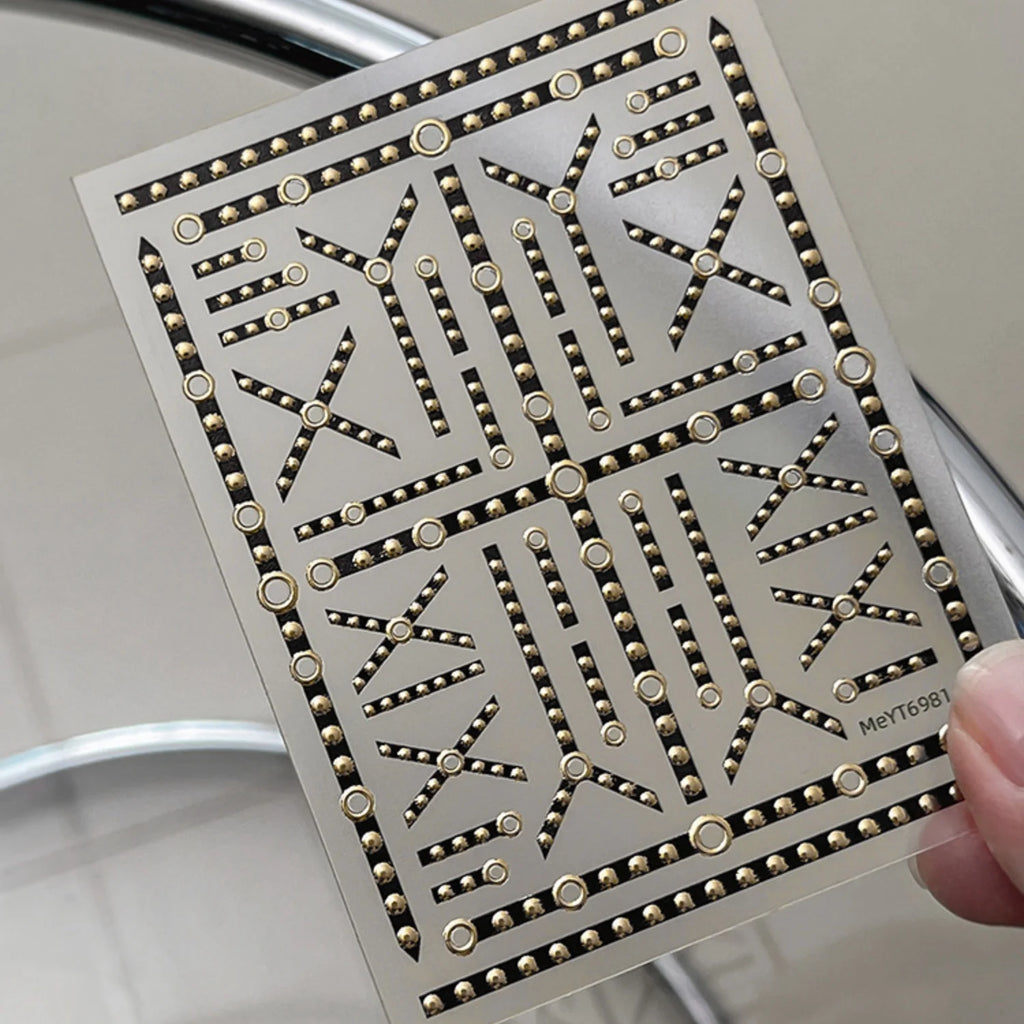 Black Gold Geometric 5D Nail Art Stickers | Self-Adhesive Decals Nail Art Stickers QXL