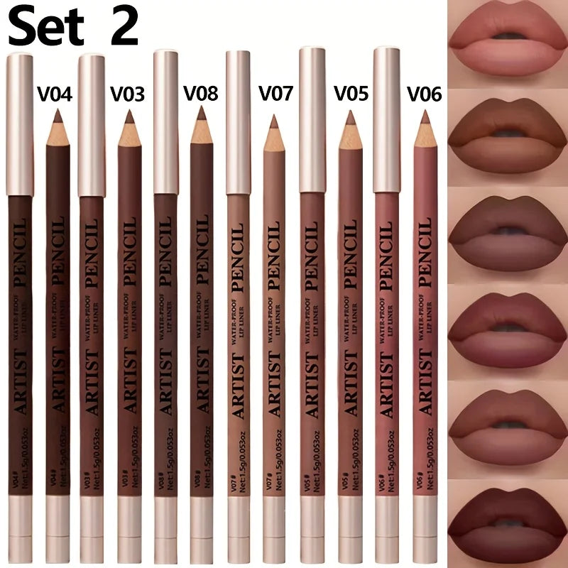 6-Piece Matte Waterproof Lip Liner & Lipstick Set for Women Lip Liner Set QXL Set 2