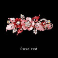 Crystal Flower Hair Clip | Tiara Resin Barrette for Women Crystal Hair Clip QXL rose red-