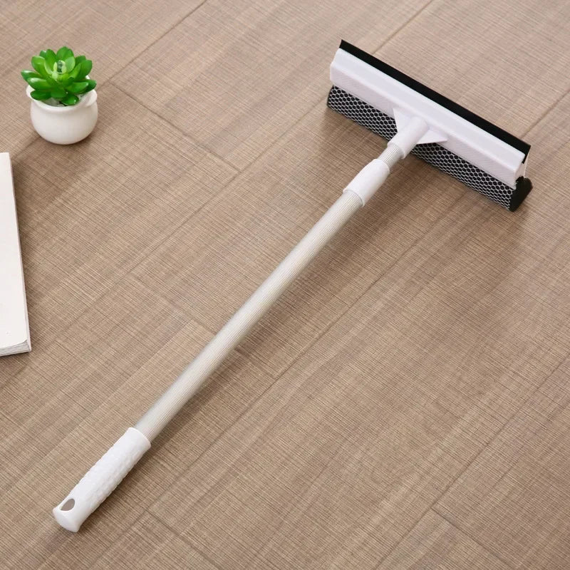 2-in-1 Retractable Window Squeegee & Brush Cleaning Tool Window Squeegee Tool QXL White