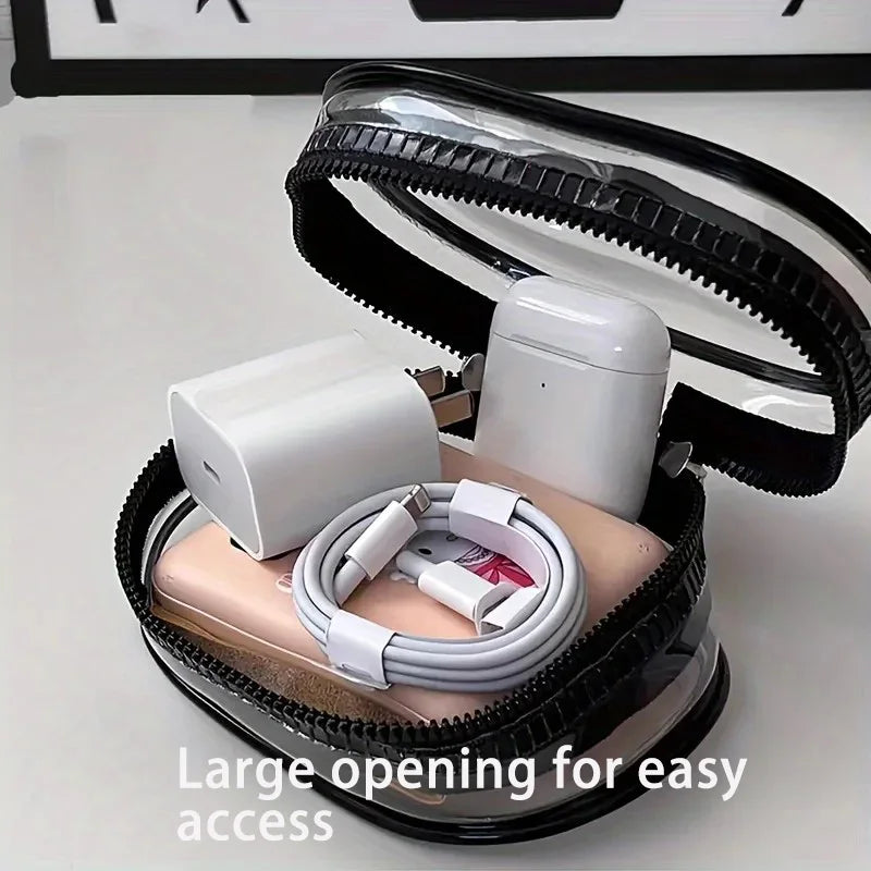 Mini Waterproof Cable Organizer Bag with Keychain Clip | PVC Cable Organizer Pouch QXL