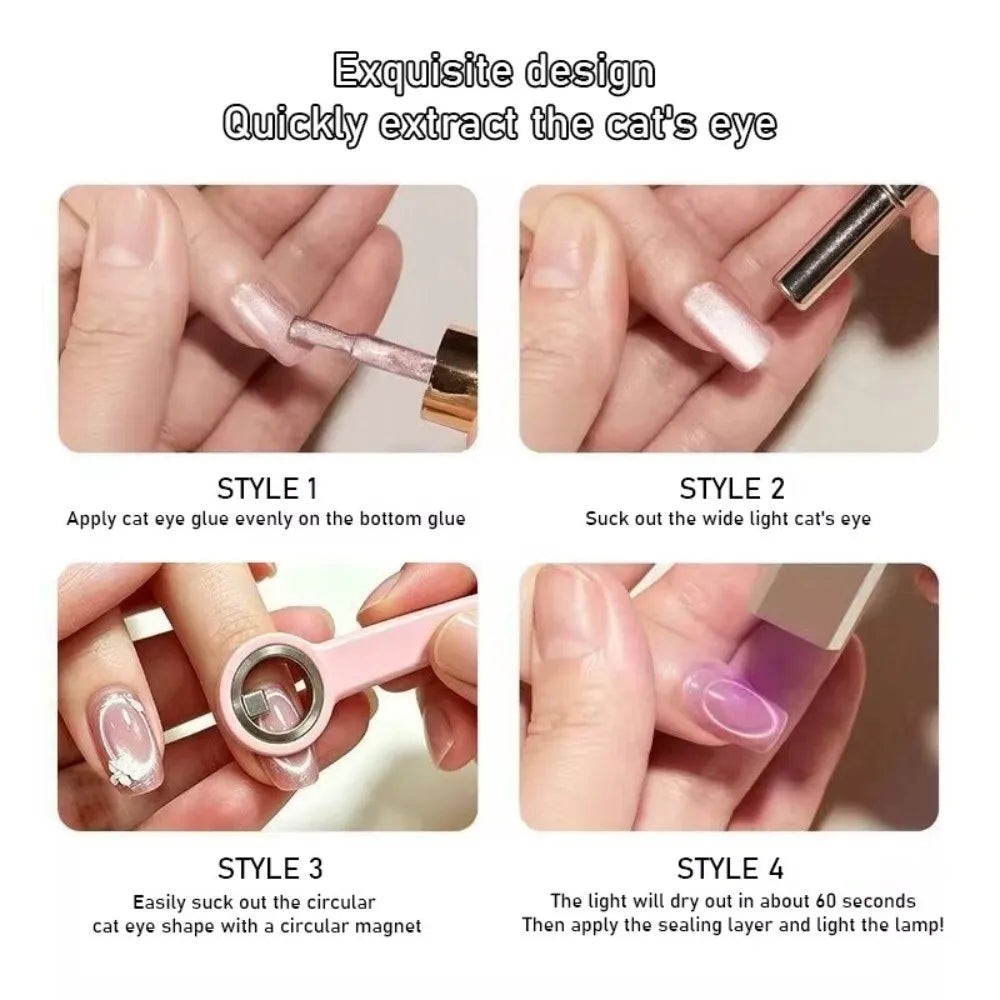Hollow Cat Eye Nail Magnet Ring | Halo Circle Nail Art Tool Nail Art Magnet QXL