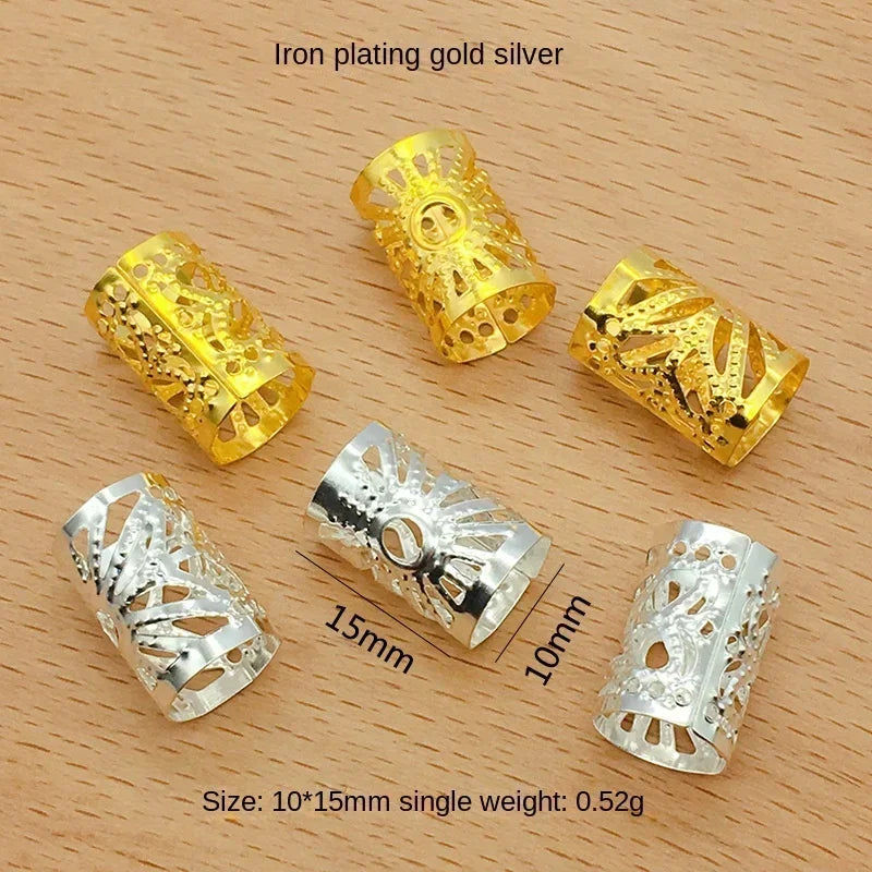 50/100-Pack Metal Hair Braid Rings | Dread Lock Cuffs Hair Braid Rings QXL