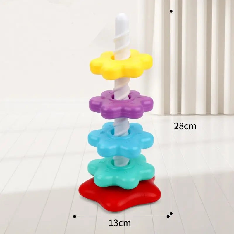 Montessori Rainbow Stacking Spinning Tower Toy | Kids Gift Montessori Stacking Toy QXL A1