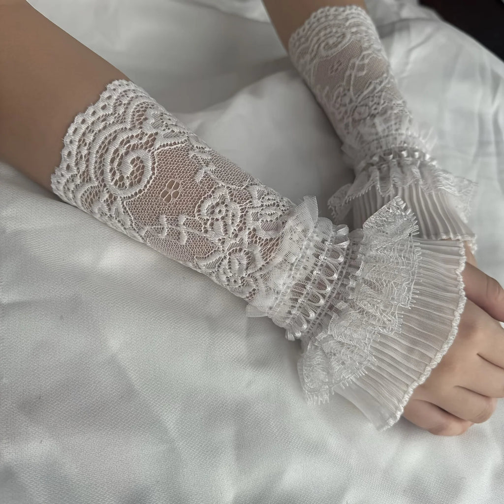 Lace Floral Wrist Covers | Stretchy Knit Arm Sleeves for Women Lace Arm Sleeves QXL