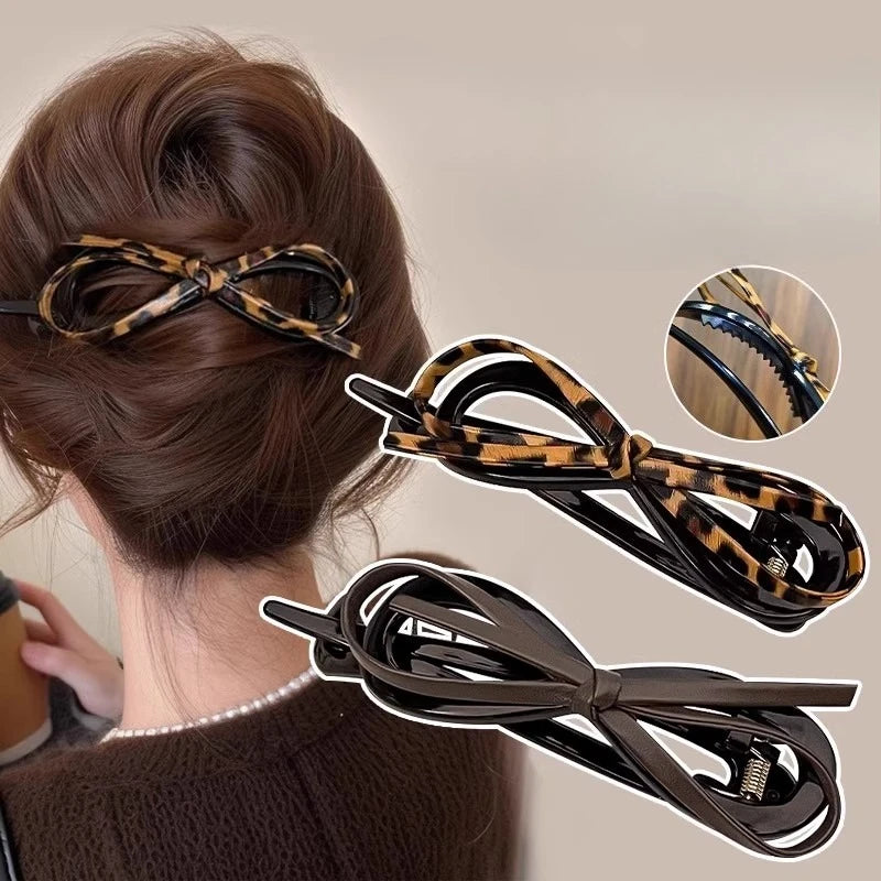 Leopard Print Twist Hair Clip | Acrylic Vintage Hairpin Twist Hair Clip QXL