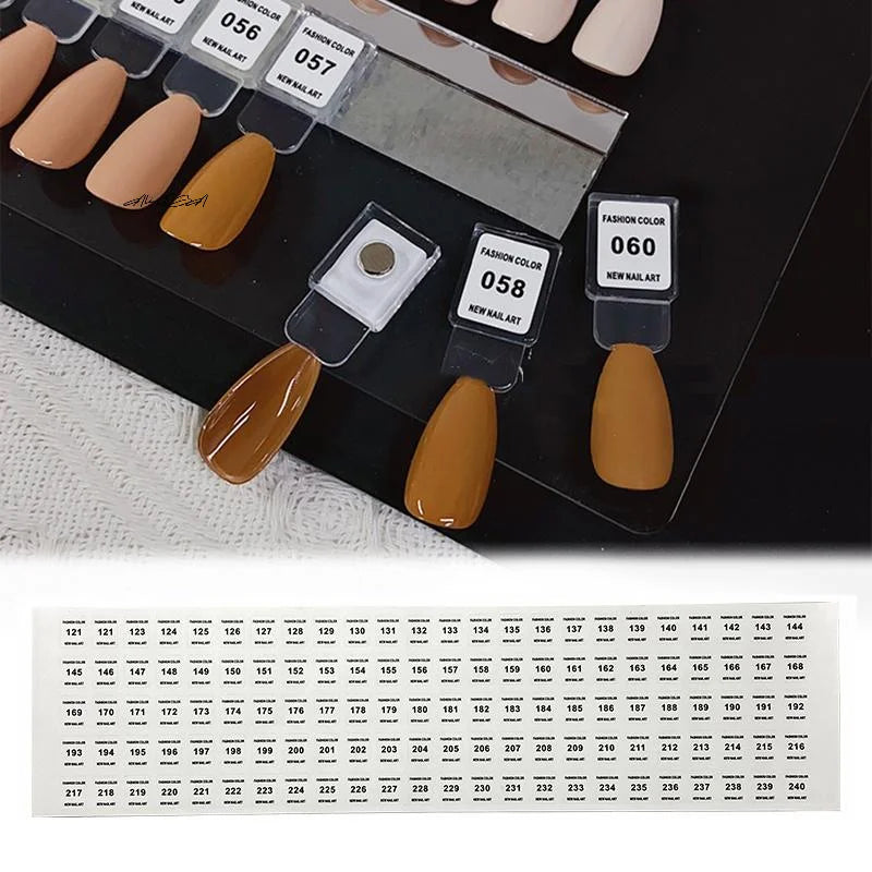No.1–240 Nail Polish Number Stickers | Color Label Sheet Nail Organization Stickers QXL