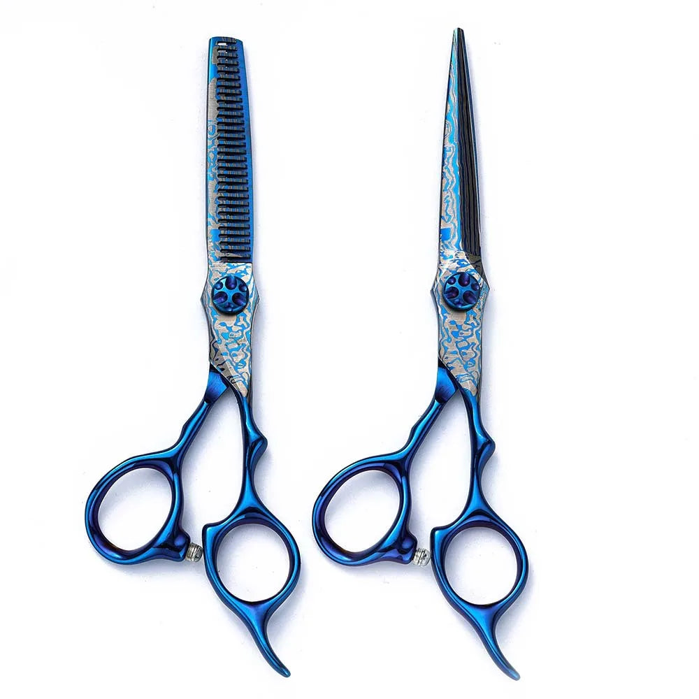 6-Inch Blue Barber Shears | Thinning & Trimming Scissors Kit Barber Shears Kit QXL