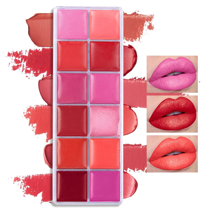 VERONNI 12-Color Moisturizing Lip Gloss Palette | Long-Lasting Lip Gloss Palette QXL