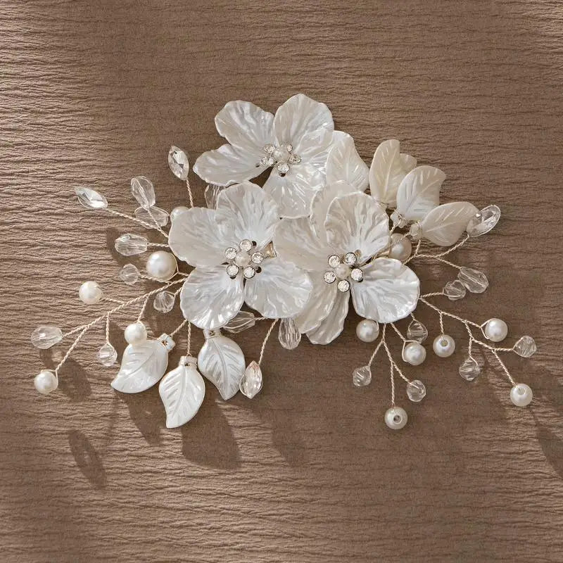 Crystal Pearl Flower Bridal Hairpin | Handmade Wedding Hair Bridal Hair Accessory QXL