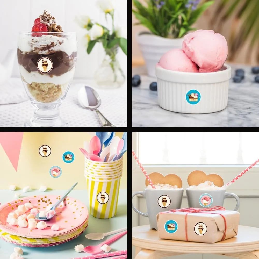 Ice Cream Self-Adhesive Stickers 180pcs | Party & Craft Seals Decorative Stickers QXL