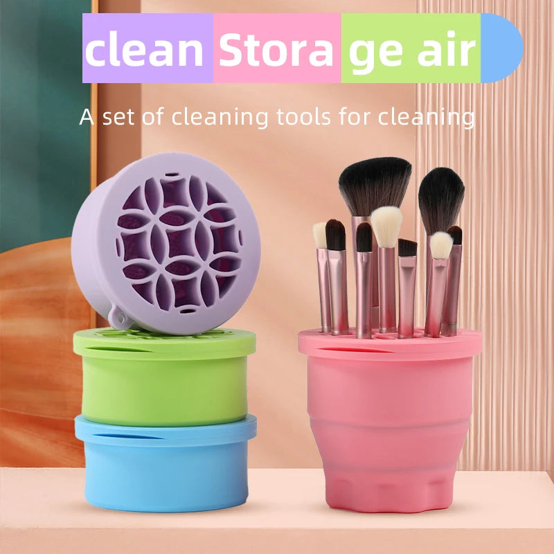 Silicone Folding Makeup Brush Cleaning & Drying Cup Brush Cleaning Cup QXL
