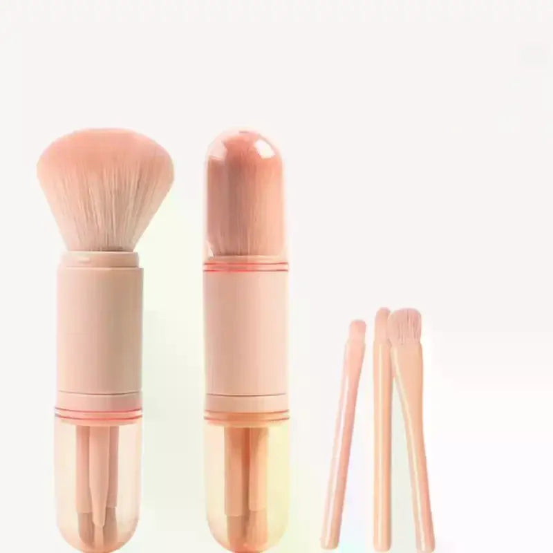 4-in-1 Travel Makeup Brush Set | Retractable Kabuki & Eye Brushes Travel Makeup Brush Set QXL